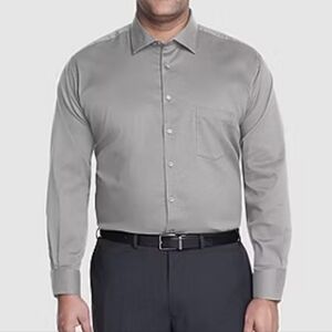 EUC Van Heusen Size 15-15.5 32/33 M Steel Gray Stain Shield Regular Fit Shirt!